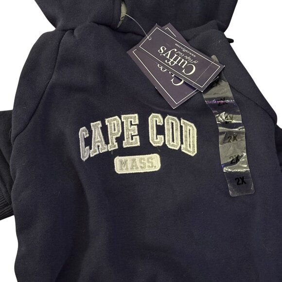 Cuffy's Cape Cod Dog Hoodie Sweatshirt Navy Gray 2X 26"-28" Chest 18"-19" Neck - Picture 2 of 2